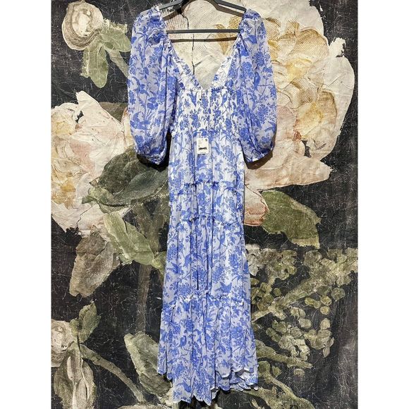 New Free People You're A Jewel Printed Maxi Dress Size Large - Picture 6 of 7